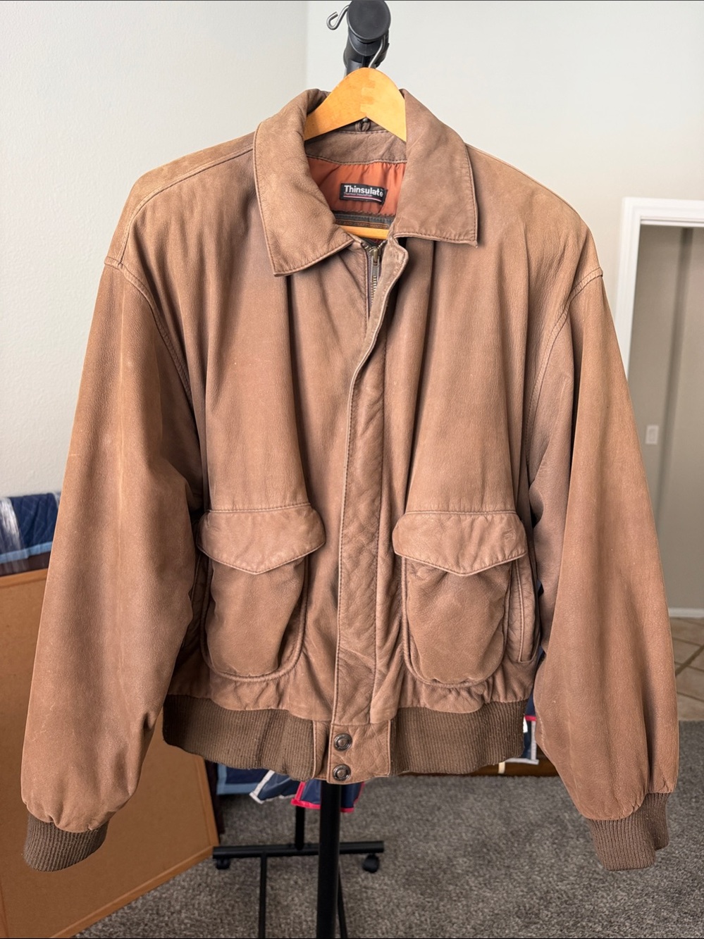 Vintage Wilsons Leather Brown Suede/brushed leather Bomber Jacket